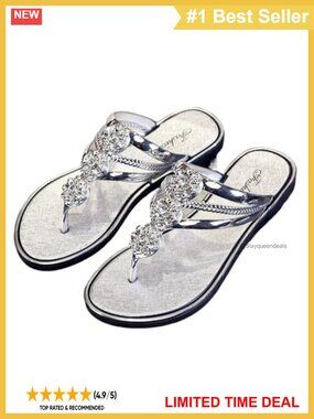 Rhinestone Flat Thong Sandals Faux Leather T-Strap Dressy Wedding Beach
